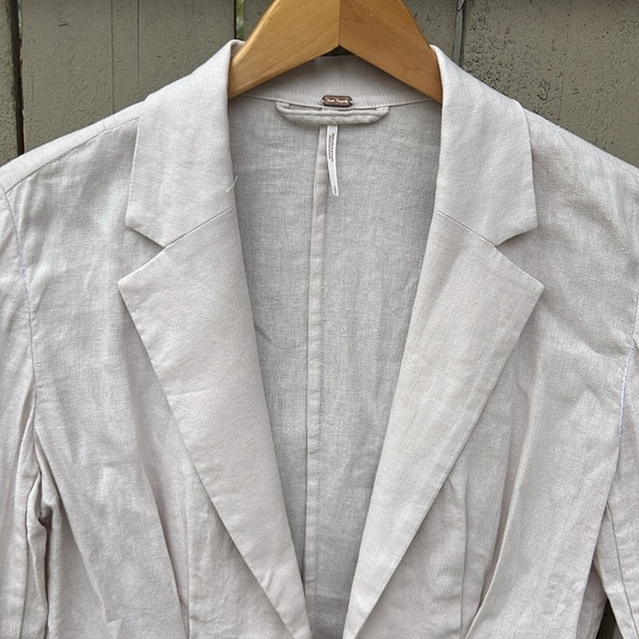NWT Free People Linen Blend Blazer Coastal Hamptons Beach Summer Classic Sz S - Picture 2 of 7